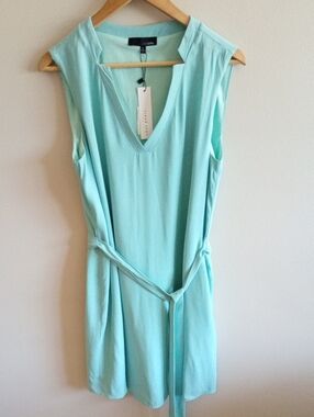 NWT Lost April Aqua Mint Sleeveless Midi Dress Tie Waist Size Large